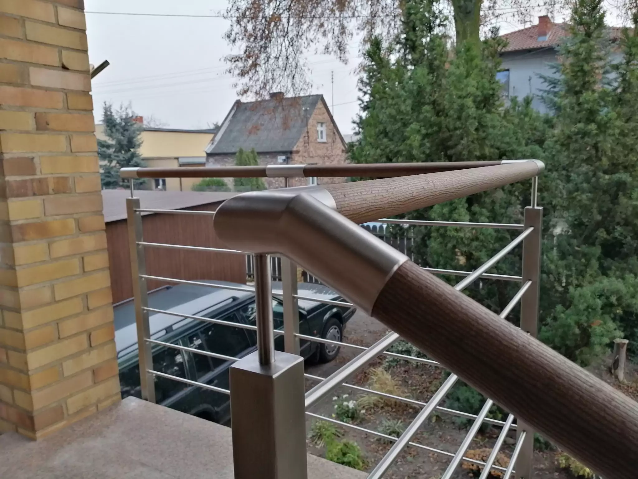 balustrada z drewnem railing szklo modern glass wood stainless steel balustrady barierki dąb